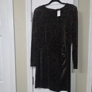 LOFT Multicolor Patterned Long Sleeve Dress